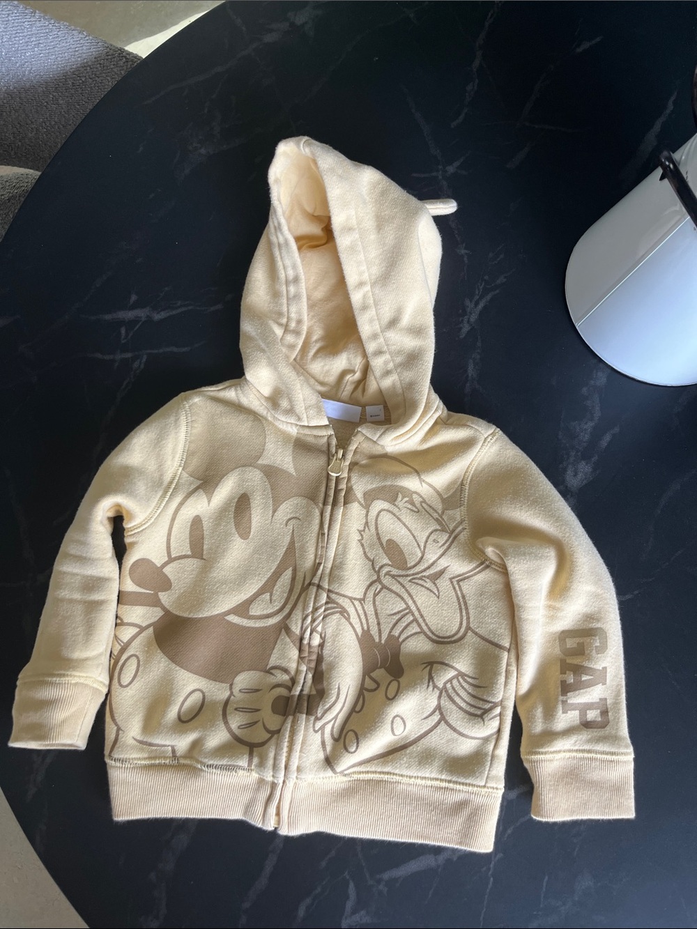 GAP Cream Hooded Zip Sweatshirt with Mickey & Donald Graphic